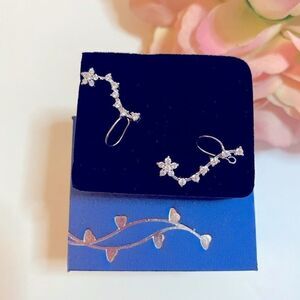 💥Girls Eleshow Silver Ear Clip  floral  Earrings